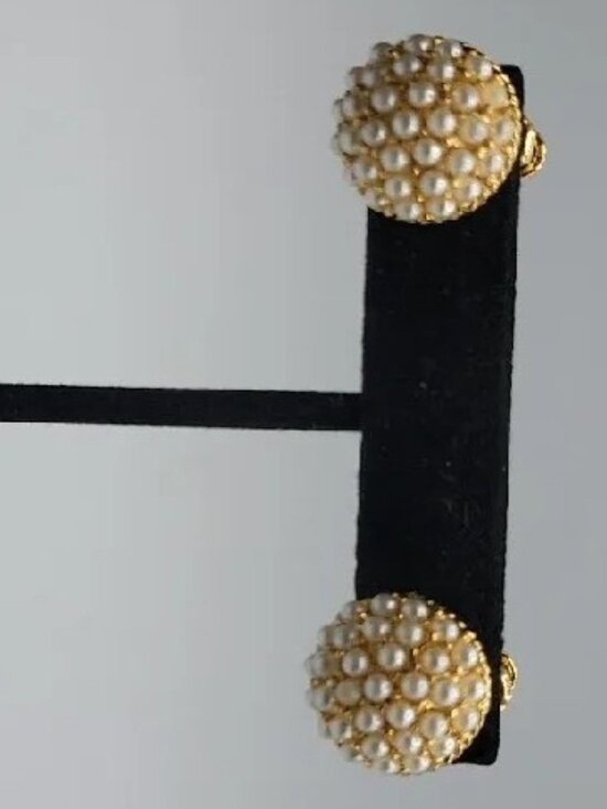 Napier Jewelry - Napier Faux Pearl Pave Screwback Earrings Adjustable Unsigned Pat Pend Vintage